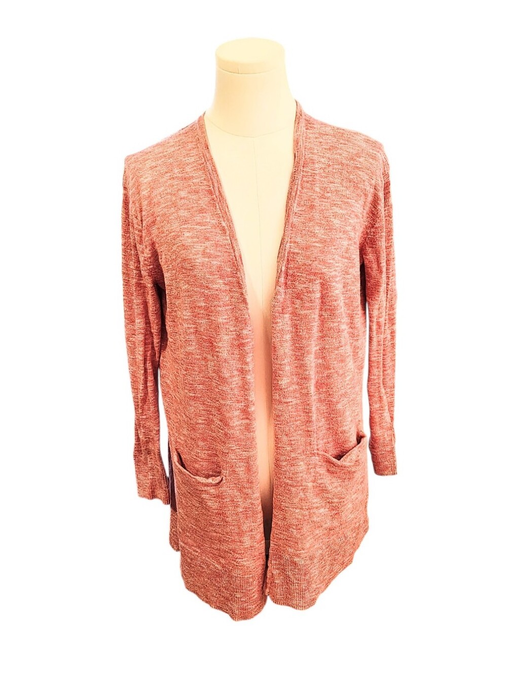 Madewell Red White Marled Pocketed Wrap Long Sleeve Cardigan Sweater Size XS